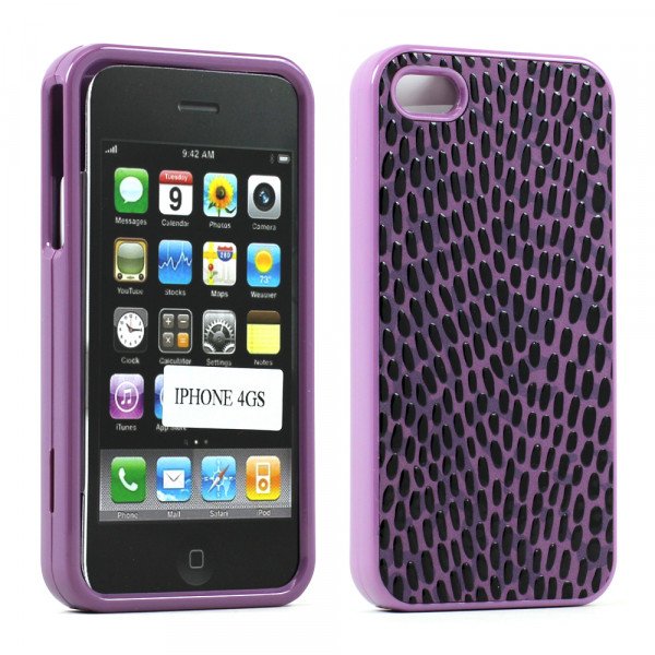Wholesale iPhone 4S 4 Anti-Slip Hard Protector Cover (Purple)